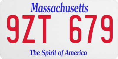 MA license plate 9ZT679