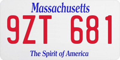 MA license plate 9ZT681