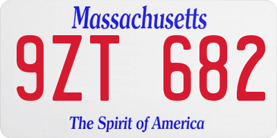 MA license plate 9ZT682