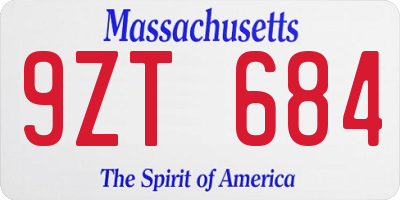 MA license plate 9ZT684