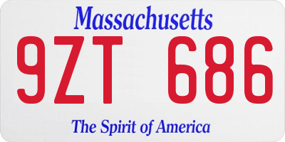 MA license plate 9ZT686