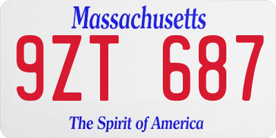 MA license plate 9ZT687