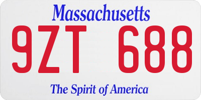 MA license plate 9ZT688