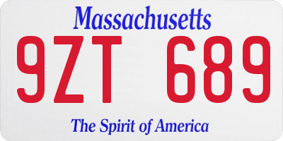 MA license plate 9ZT689