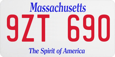 MA license plate 9ZT690