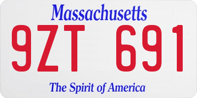 MA license plate 9ZT691