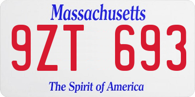 MA license plate 9ZT693
