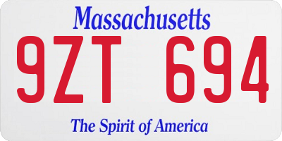 MA license plate 9ZT694