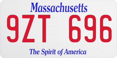 MA license plate 9ZT696