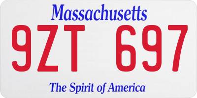 MA license plate 9ZT697