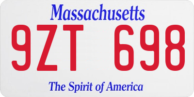 MA license plate 9ZT698