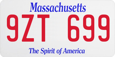 MA license plate 9ZT699
