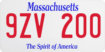 MA license plate 9ZV200