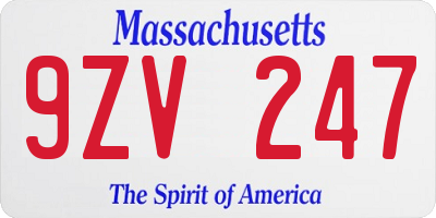 MA license plate 9ZV247