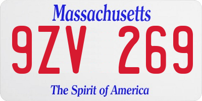 MA license plate 9ZV269
