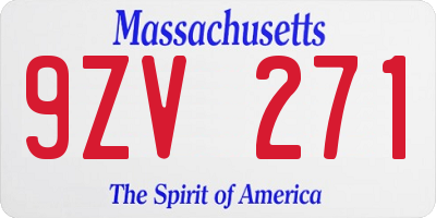 MA license plate 9ZV271