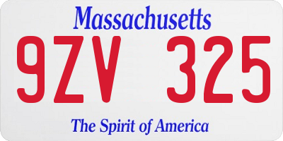 MA license plate 9ZV325