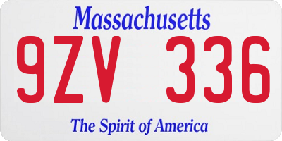 MA license plate 9ZV336