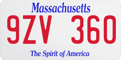 MA license plate 9ZV360