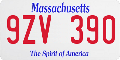 MA license plate 9ZV390