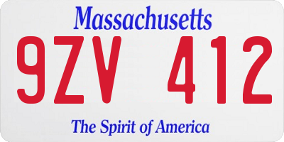 MA license plate 9ZV412