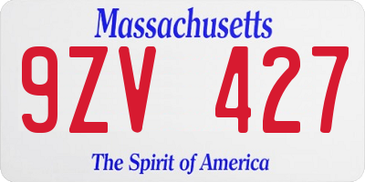 MA license plate 9ZV427