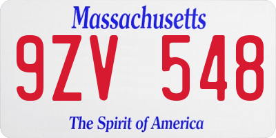 MA license plate 9ZV548