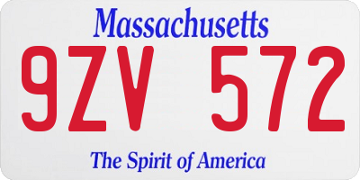MA license plate 9ZV572