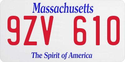 MA license plate 9ZV610