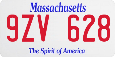MA license plate 9ZV628