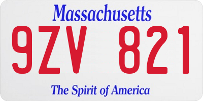 MA license plate 9ZV821