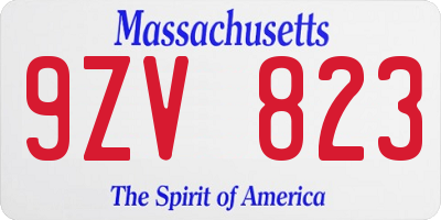 MA license plate 9ZV823