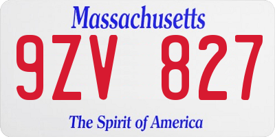 MA license plate 9ZV827