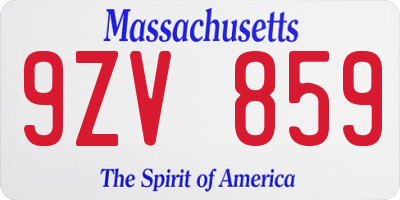 MA license plate 9ZV859
