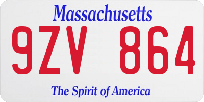 MA license plate 9ZV864