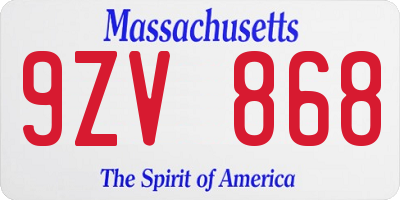 MA license plate 9ZV868