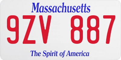 MA license plate 9ZV887