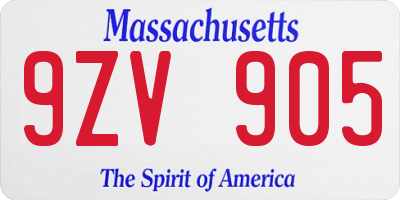 MA license plate 9ZV905