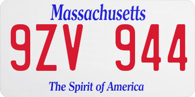 MA license plate 9ZV944