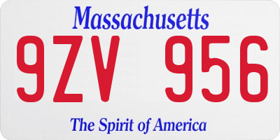 MA license plate 9ZV956