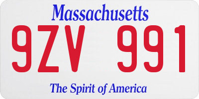 MA license plate 9ZV991