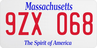 MA license plate 9ZX068
