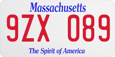 MA license plate 9ZX089