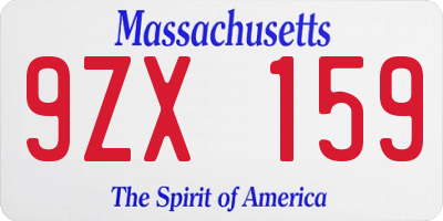 MA license plate 9ZX159