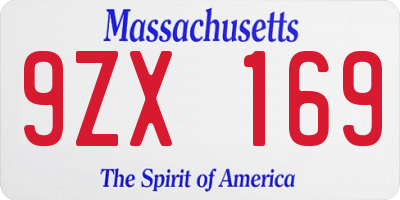 MA license plate 9ZX169