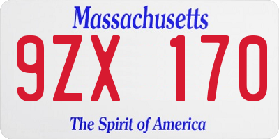 MA license plate 9ZX170