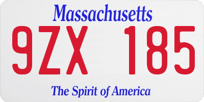 MA license plate 9ZX185
