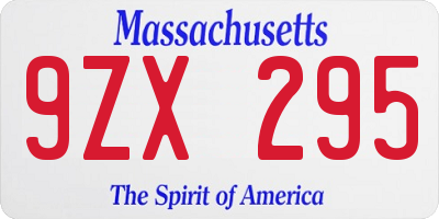 MA license plate 9ZX295