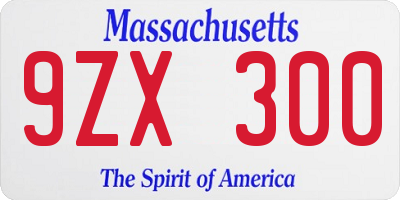 MA license plate 9ZX300