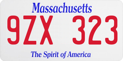 MA license plate 9ZX323